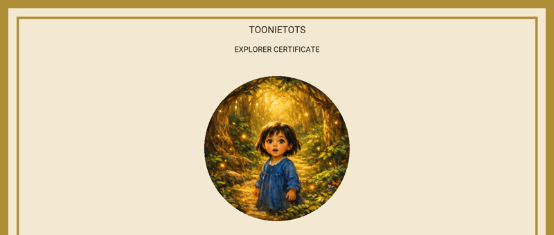 Sample personalised Explorer Certificate from the Magical Forest Adventure Pack