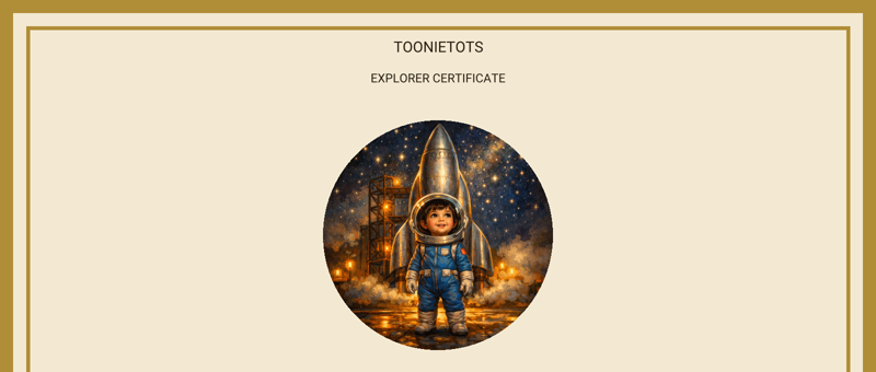 Sample personalised Explorer Certificate from the Space Explorer Adventure Pack