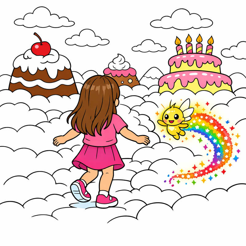 Sample printable colouring page from the Birthday Wonder Adventure Pack