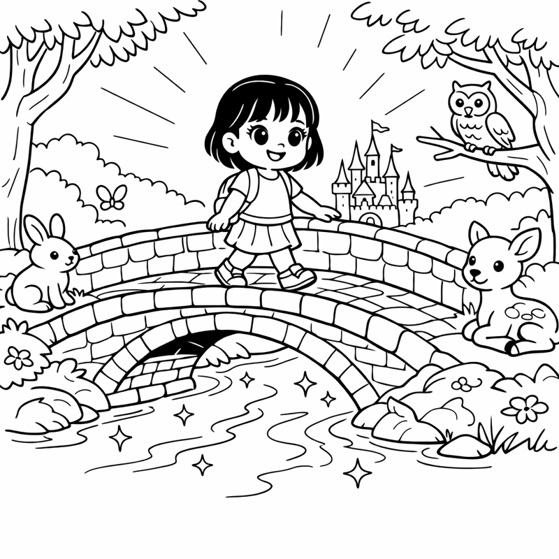 Sample printable colouring page from the Magical Forest Adventure Pack
