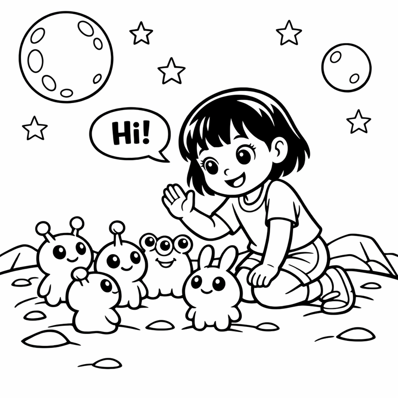 Sample printable colouring page from the Space Explorer Adventure Pack